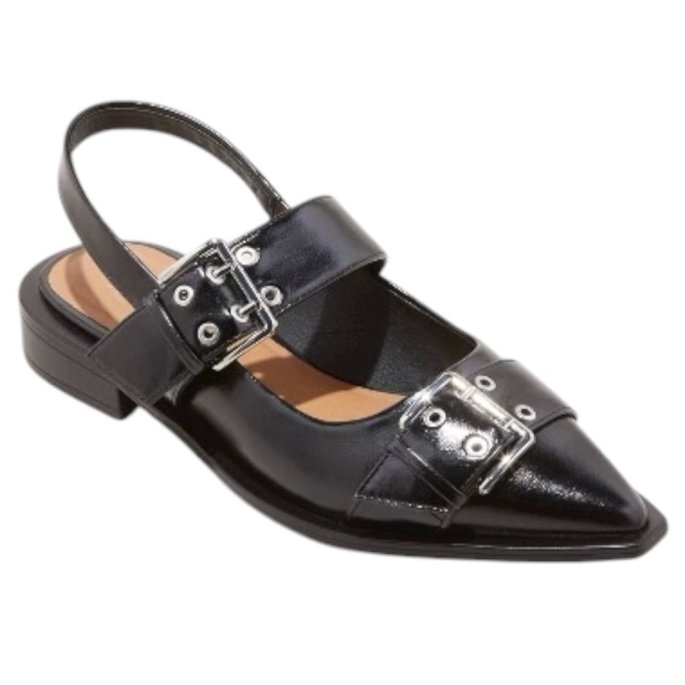 WILD FABLE Women's Peyton Double Buckle Slingback Flats 7 NWOT